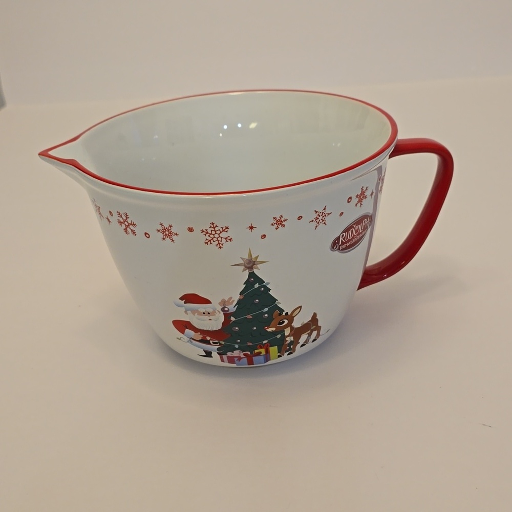 NWOT Rudolf Red Nosed Reindeer Christmas Large Mixing Batter Bowl with Handle